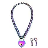 Succuba Padlock Necklace Chain Collar Choker with Two Keys and Box for Women, Men and Pet