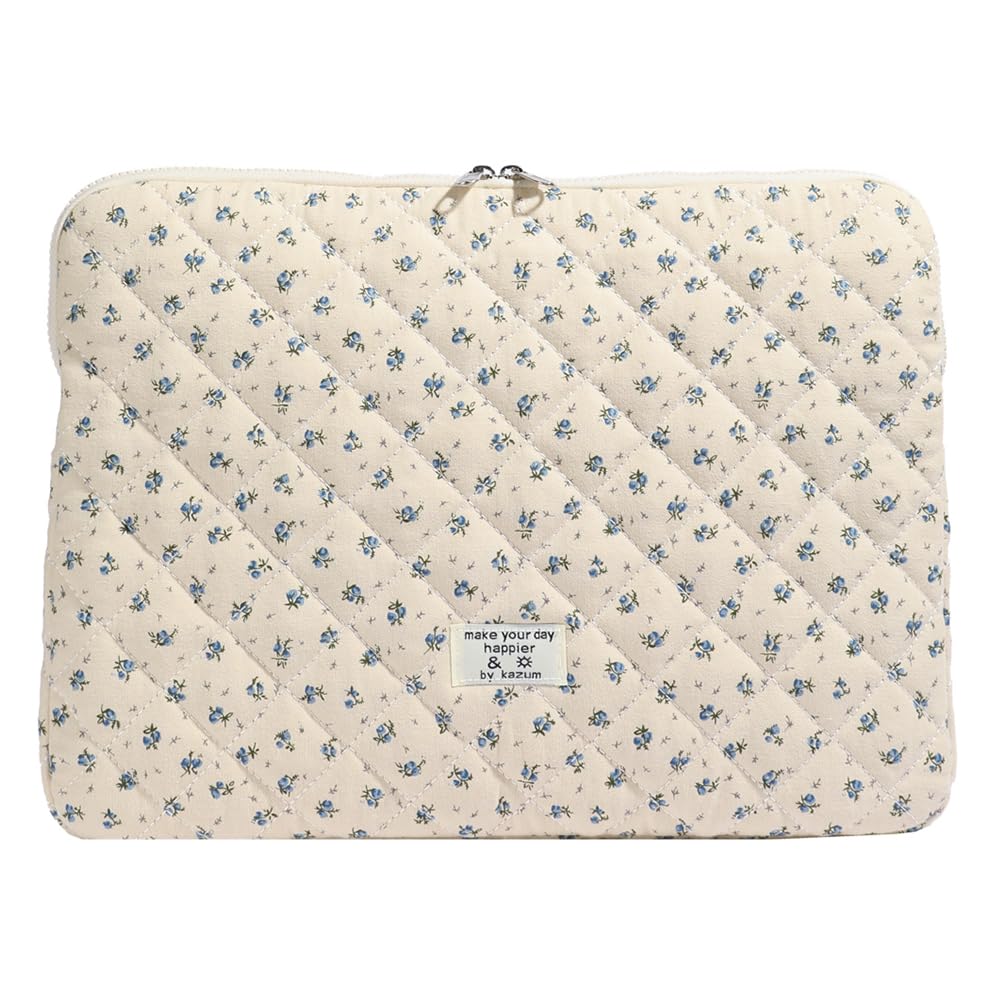 Photo 1 of BBIQI Cute Laptop Sleeve 13-15 Inch Laptop Accessories Aesthetic Quilted Computer Bag with Flower Puffy Printing for MacBook