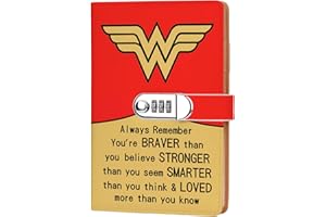 ZWYQWN Wonder Woman Inspired Gift Superhero Leather Combination Lock Notebook for Women Girls TV Movie Lover Gifts Birthday Graduation Christmas Gifts for Son Daughte (always remember)