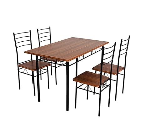 Nilkamal Texas Four Seater Dining Table Set (Walnut Finish, Brown)