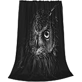 Black Owl Fleece Throw Blanket Soft Lightweight Warm Cozy Plush Blanket for Men Women Couch Bed Sofa 60"X50"