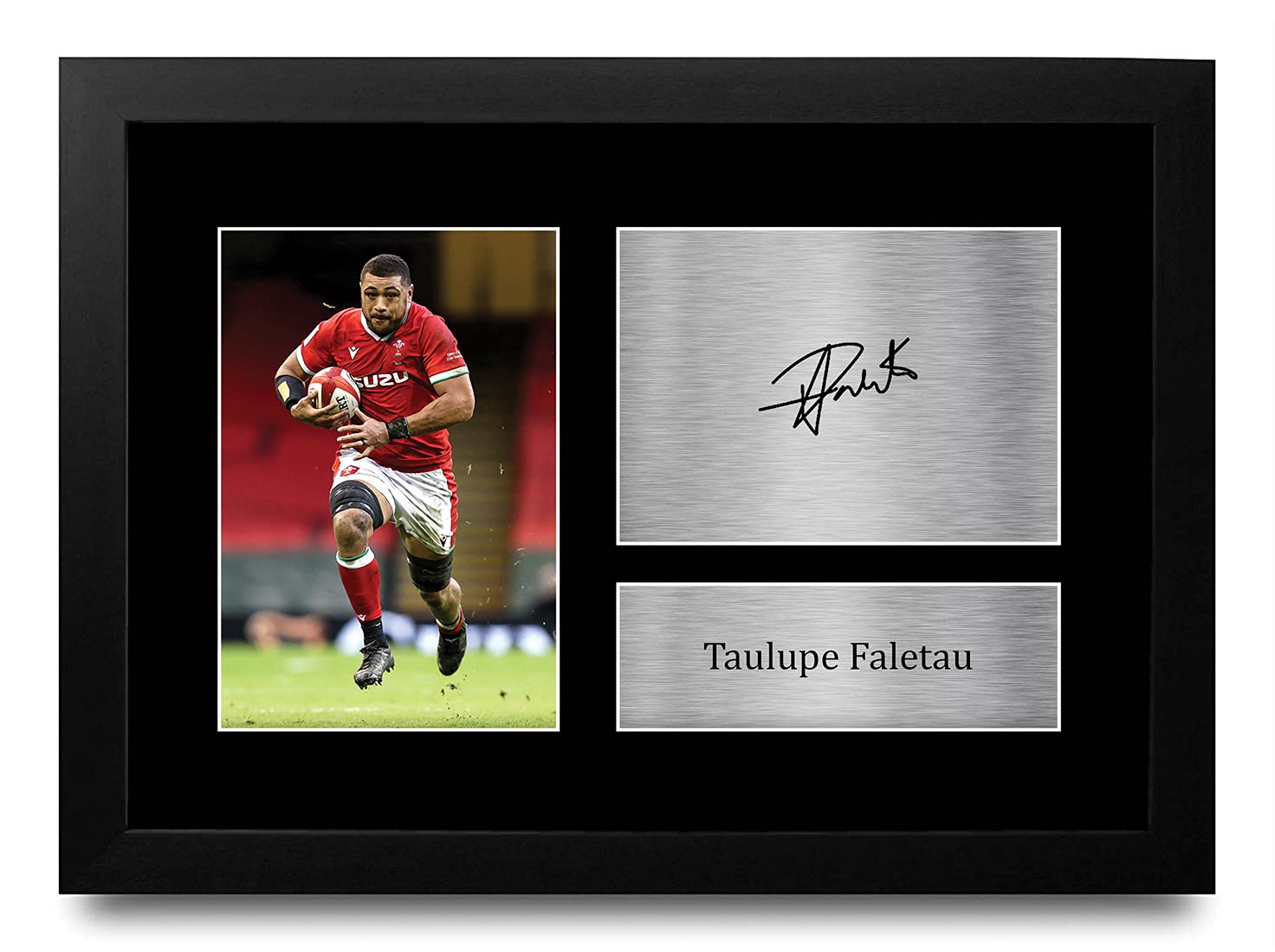 HWC Trading FR A4 Taulupe Faletau Wales Gifts Printed Signed Autograph Picture for Rugby Union Fans - A4 Framed
