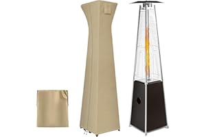 PureFit Waterproof Pyramid Torch Patio Heater Covers with Zipper, Heavy Duty Garden Windproof Heater Protector, UV-Resistant Windproof Standing Heater Covers, Camel, 23”L x 23”W x 90”H