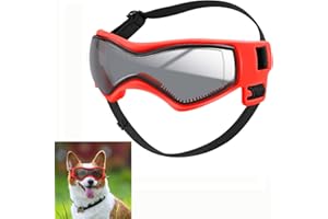 QUMY Dog Goggles UV Protection for Small to Medium Breed, Dog Sunglasses Windproof Anti-Fog Dustproof Snowproof, Puppy Glasse