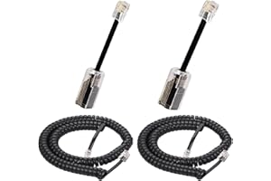 VTHAHABY Telephone Cord Detangler, 2 Pack 8Ft Uncoiled / 1.4Ft Coiled Telephone Handset Cord with 2 Pack 360 Degree Rotating Landline Cable Detangler Swivel Cord Untangler Telephone Accessory (Cord+Detangler)