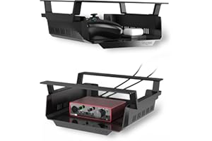 YaGee Under Desk Shelf, 2 Pack, Self-Adhesive Device Storage, Great Desktop Organizer Drawer for Work Stations, Stand Up Desks, Gaming Battlestations with Cable Management Raceway