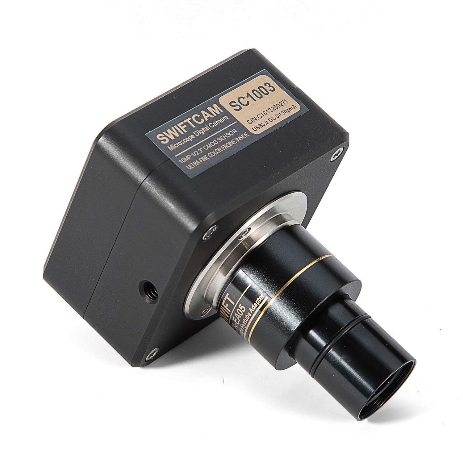 Swiftcam SC1003-CK 10 Megapixel Camera for Microscopes, with Reduction Lens, Calibration Kit, Eyetube Adapters, and USB 3.0 Cable, Compatible with Windows/Mac/Linux