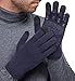 LETHMIK Mens&Womens Non-Slip Touchscreen Gloves Winter Warm Knit Wool Lined Texting Glove Blue Grey-Mens