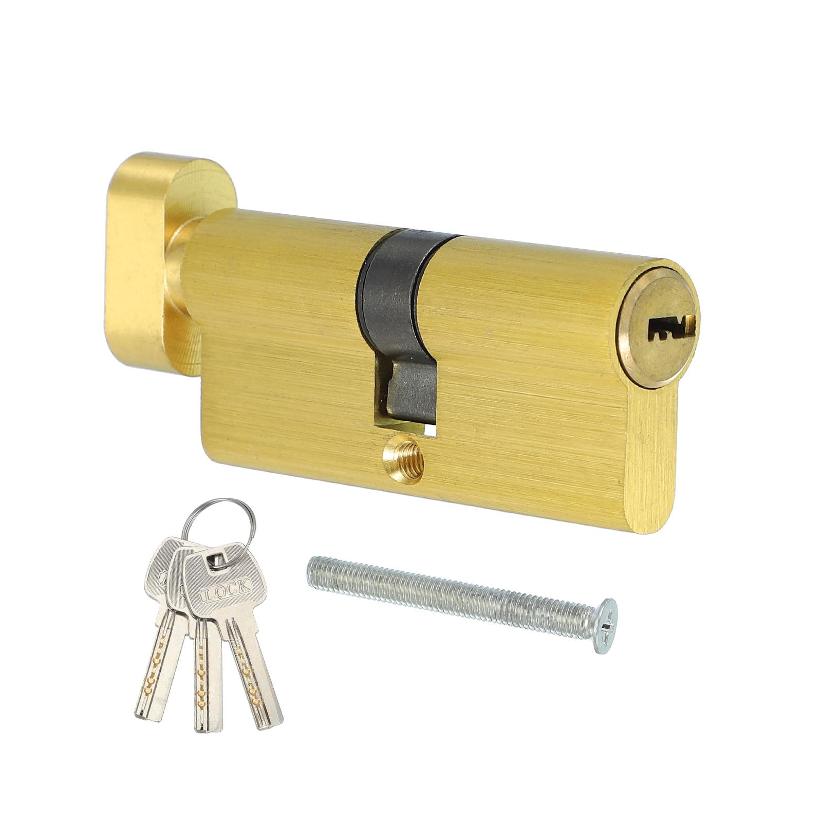 PATIKIL Solid Brass Lock Cylinder, 70mm(30/10/30) 1-1/4" Door Lock Cylinder Storm Door Lock Cylinder with 3 Keys for Anti-Theft Wooden Aluminum Door