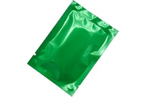 QQ Studio 100 PCS Metallic Mylar Foil Open Top Sealable Bags (10x15cm(3.9x5.9"), 100x Dark Green)