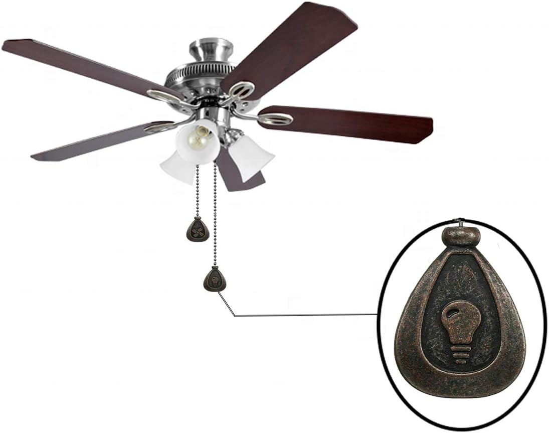 SEREBII Bronze Ceiling Fan Pull Chain Set, Fan Pull Chain Extension, Fan Pull Chain Pendant Ceiling, Bronze Ball Chain with 12 Inch Connector 4 Pieces Pull Chain Extender Ornament(Bronze Copper) - - 