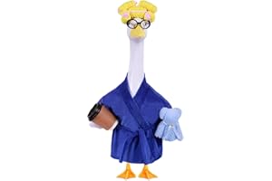 FROKLIC Lady Porch Goose Outfits,Bathrobe Porch Goose Statue Costume with Curlers Reading Glasses Coffee Cup Towel,Cute Goose Clothes for 23-Inch Cement or Plastic Statue,Lawn Yard Garden Patio Decor(Purple)