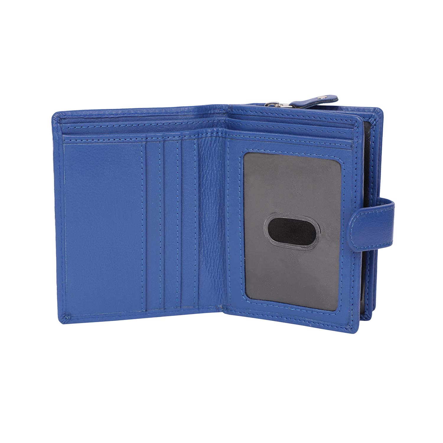 STARHIDE Women’s RFID Blocking Leather Wallet – Genuine Cowhide Purse with ID Window, Coin Pocket, 2 Note Compartments, 8 Card Slots, Compact Gift Box, Ladies Purse – 5525 (Blue)