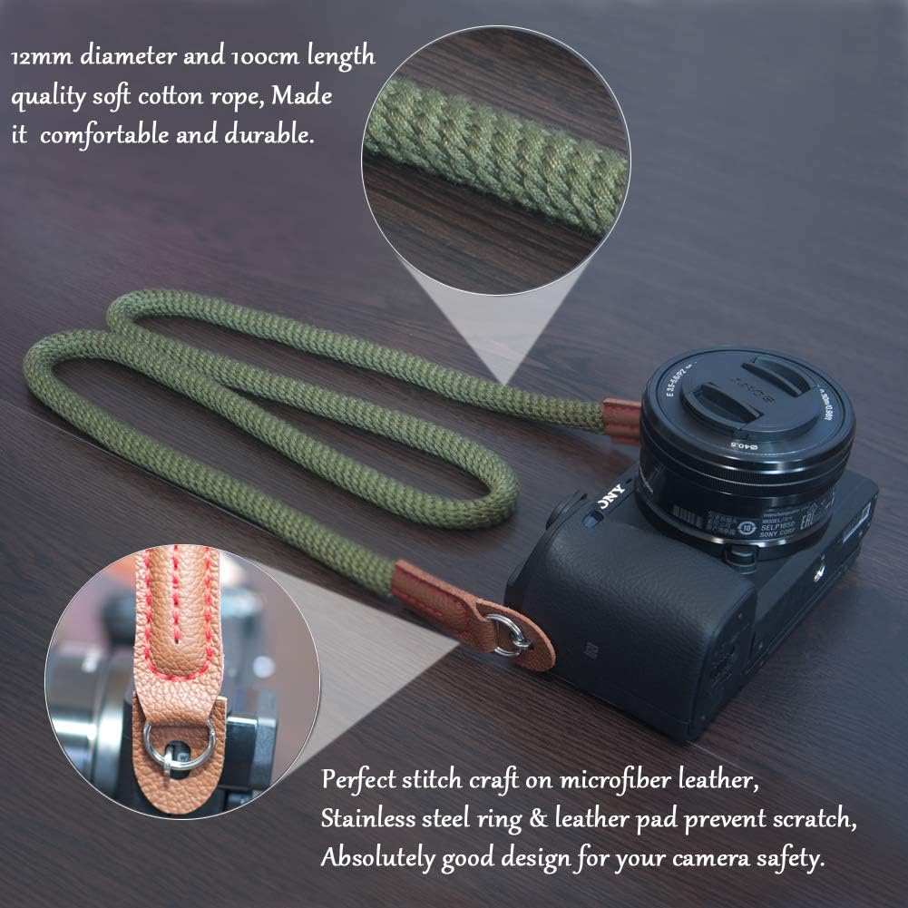 VKO Camera Strap, Soft Camera Strap Neck Shoulder Strap for Mirrorless DSLR SLR Camera 100cm Green - Image 3
