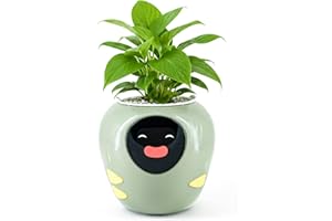 MASDIO Plantbot Upgraded Large Smart Flower Pot Pet Planter Robot with Artificial Intelligence, Time Temperature Display, and Numerous Expressive Animations Based, for Indoor Decoration, Gifts (Green)