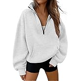 Trendy Queen Womens Sweatshirts Quarter Half Zip Pullover Hoodies Fall Fashion 2026 Winter Fleece Jackets Sweaters
