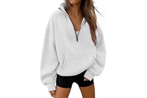 Trendy Queen Womens Sweatshirts Quarter Half Zip Pullover Fall Fashion Outfits 2025 Oversized Hoodies Comfy Winter Clothes