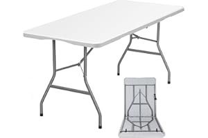 Lakhow Folding Table 6ft Plastic Table Indoor & Outdoor for Picnic, Camping,BBQ and Party, with Powder Coated Steel Legs and 