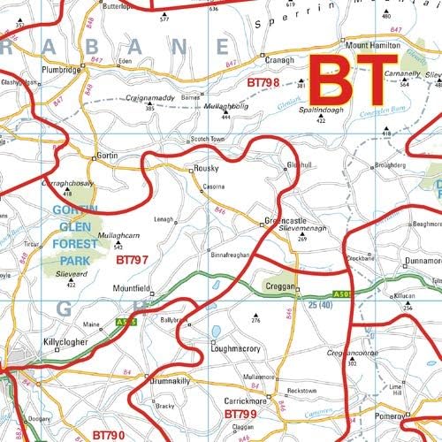 Northern Ireland Postcode Sector Wall Map (S14) - 47" x 33.25" Laminated, full color - Image 3
