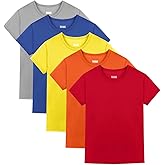 Juephe 5 Pack Boys/Kids/Teens Quick Dry Shirts Mesh Moisture Wicking Active Athletic Performance T-Shirts(Age 4-18Y)