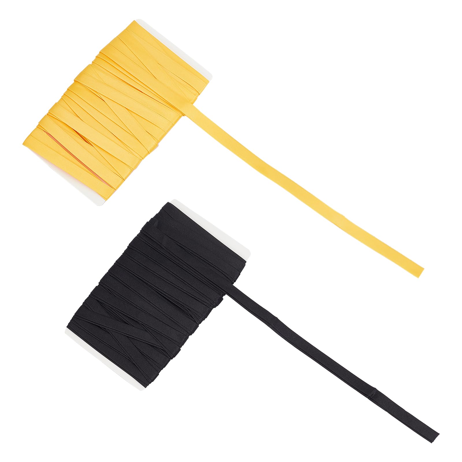 NICENEEDED 20 Yards Black Yellow Satin Bias Tape, Double Fold Satin Binding Bias Ribbon, Polyester Fabric Satin Trimmings for Cheongsam Decoration and Clothing Seaming Piping