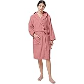 SIORO Women Hooded Terry Cloth Robes, Cotton Long Soft Plush Bathrobe for Shower, Spa, Towel Knee-Length Robe with Pockets