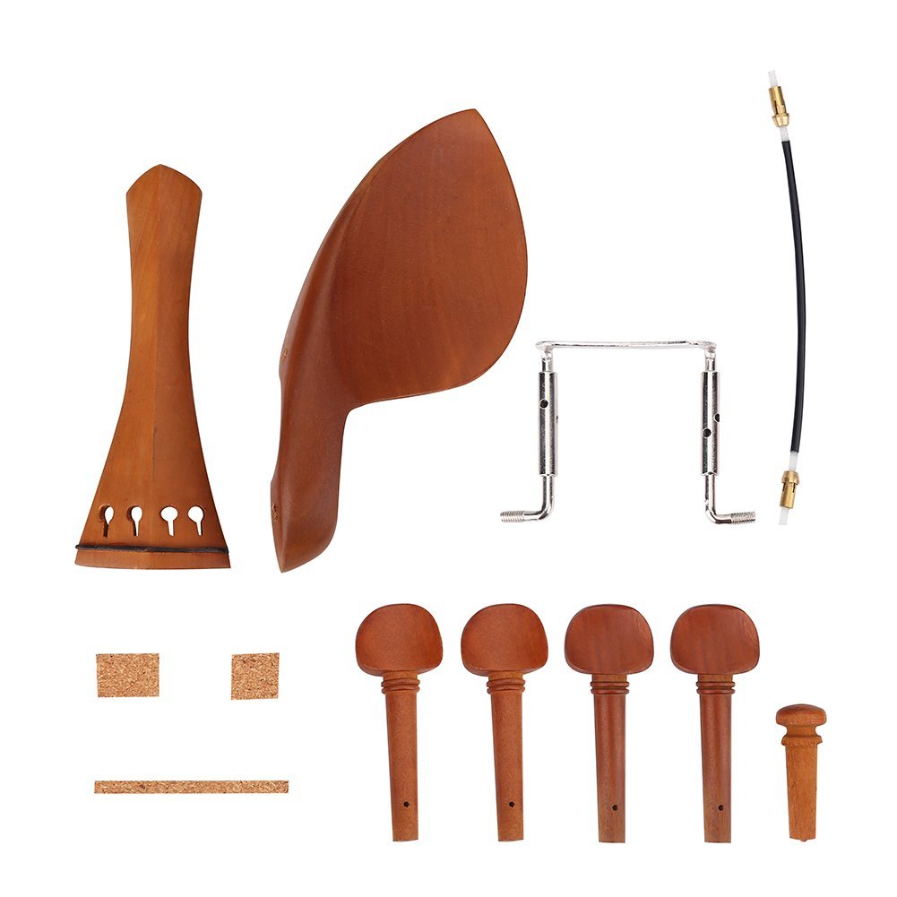 4/4 Wooden Jujube Violin Parts Set Chin Rest Tailpiece Cork Dowel Screw Kit Accessories Maintenance for Violin
