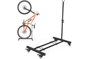 RICIAKIK Vertical Bike Stand, Upright Bike Parking Rack Floor, Adjustable Bicycle Storage for Wheels Sizes up to 29", Freestanding Bicycle Organizer with Swivel Casters, Indoor Bike Holder for Garage Apartment