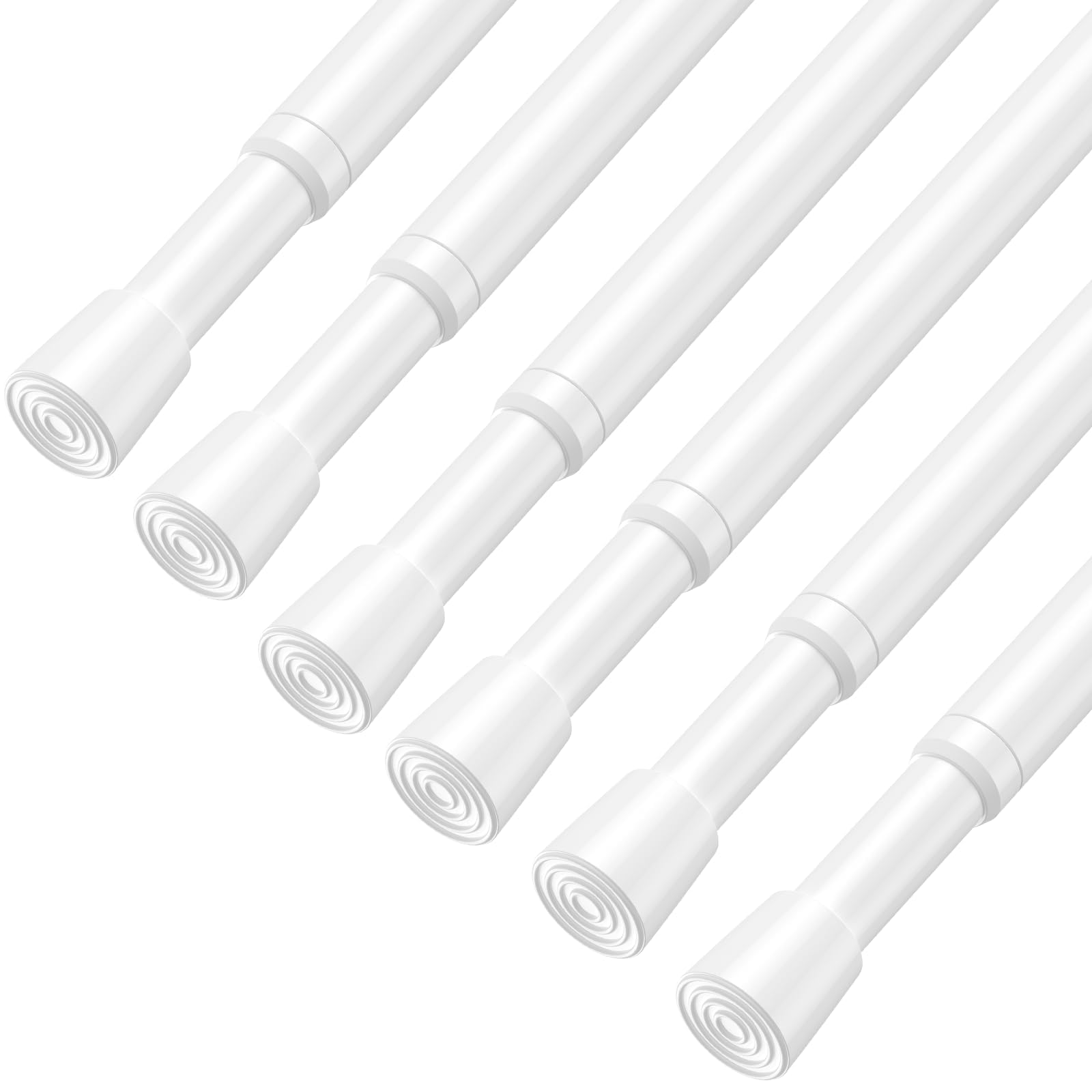 Photo 1 of AIZESI Spring Tension Rods Adjustable Tension Curtain Rod Small Tension Rod No Drilling Expandable Spring Loaded Curtain Tension Rod?White,26" to 39"-6Pcs)