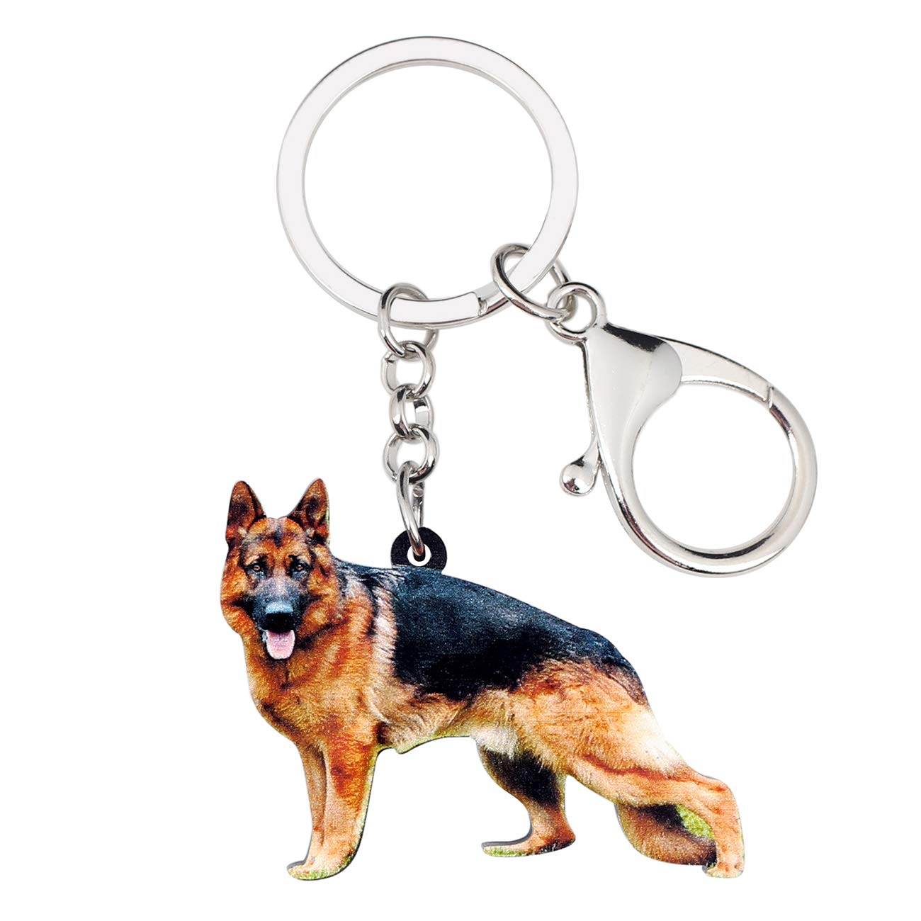 BONSNY Acrylic German Shepherd dog Keyring For Women Girl Pet Keychain Bag Phone Charm Gift (Black)
