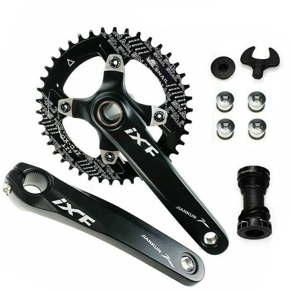 Ykpoo IXF Aluminum MTB Road Bike Bicycle Crank Set Bottom Bracket BB 170mm BCD 104mm 32T/34T/36T/38T Chainring +Crank + BB (32T, Black)