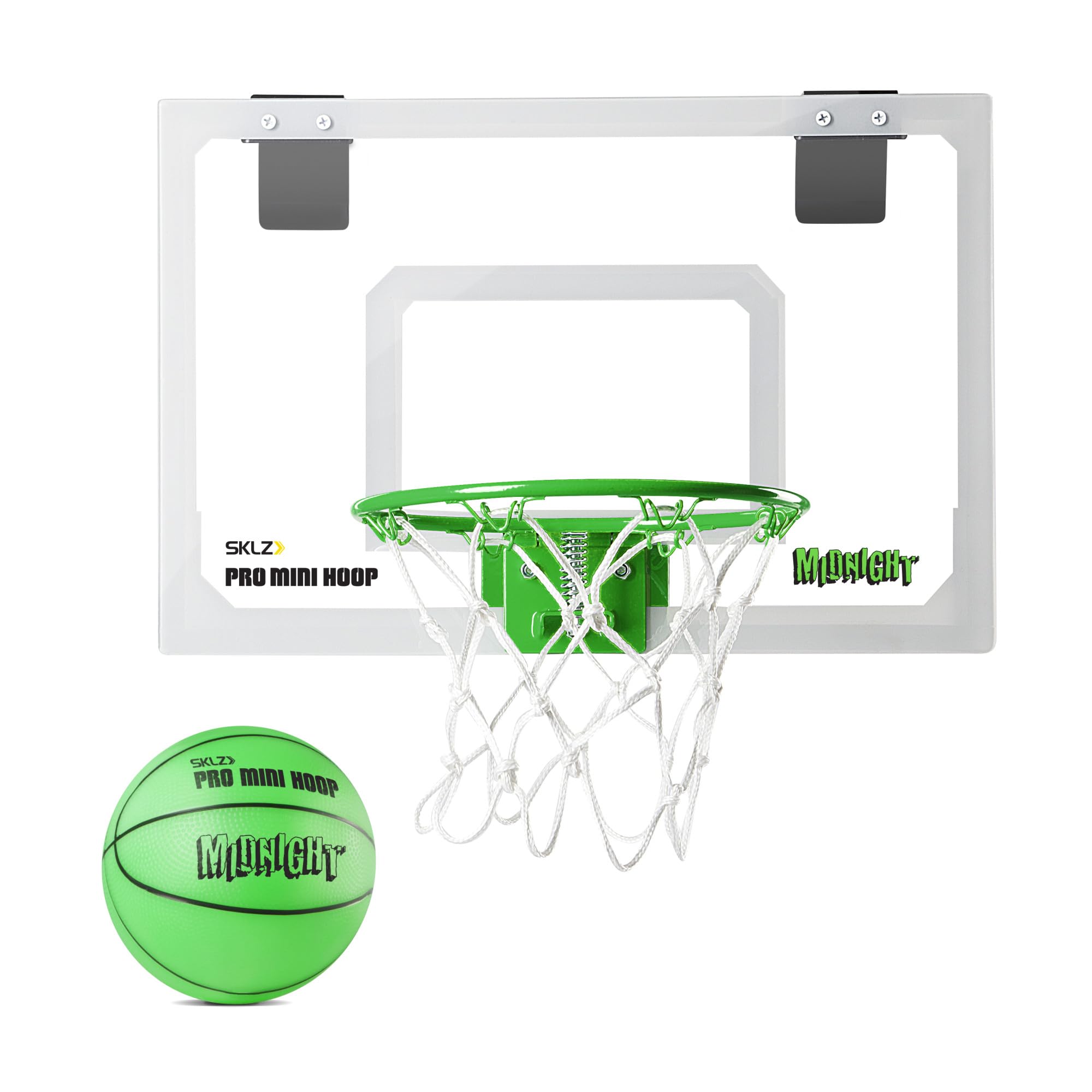 SKLZ Pro Mini aro de baloncesto con pelota, brilla en la oscuridad (18 x 12 pulgadas)