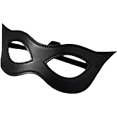 Soochat Leather Cat Mask Women's Cat Mask Black Cat Masks for Masquerade Cosplay Halloween Party Costume Accessory
