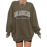 DOOLECK Women's Graphic Sweatshirts Oversized Long Sleeve Cute Los Angeles Loose Crewneck Pullover Sweatshirt