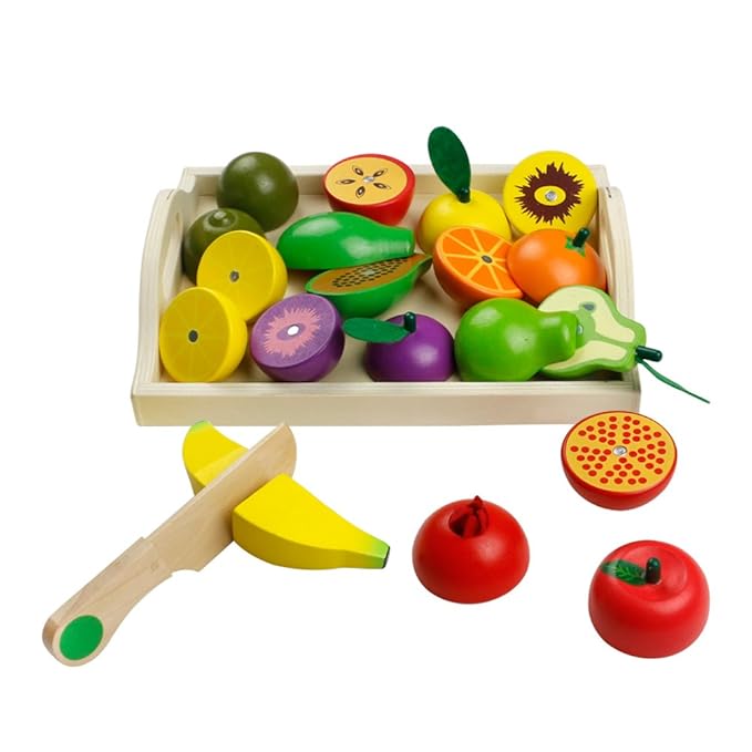 Wooden Role Play Food Set Kitchen Accessories Playset Toys Pretend Food