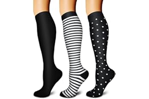FEYHAY Copper Compression Socks (3 Pairs) 15-20 mmHg Circulation is Best Athletic & Daily for Men & Women, Running, Climbing