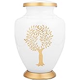 ALPHA Living HOME Urns for Human Ashes Adult Female and Male 200+ Cubic Inches, Decorative Burial Urn, Funeral Cremation Urns for Women and Men, Handcrafted Urn for Ashes Adult, 11" Gold White