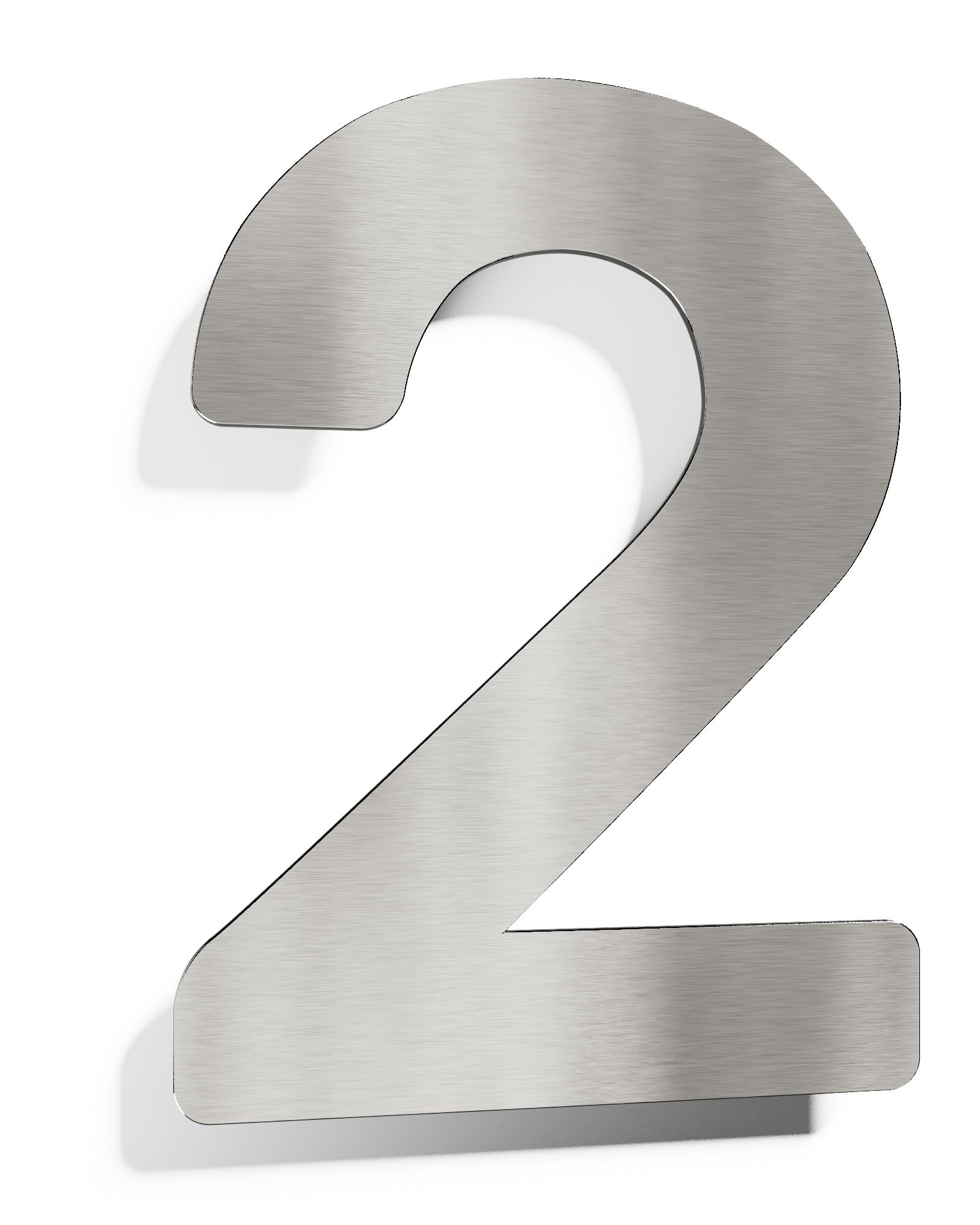 House number 2 – stainless steel – weather resistant – with mounting material – number plate – N.02.E