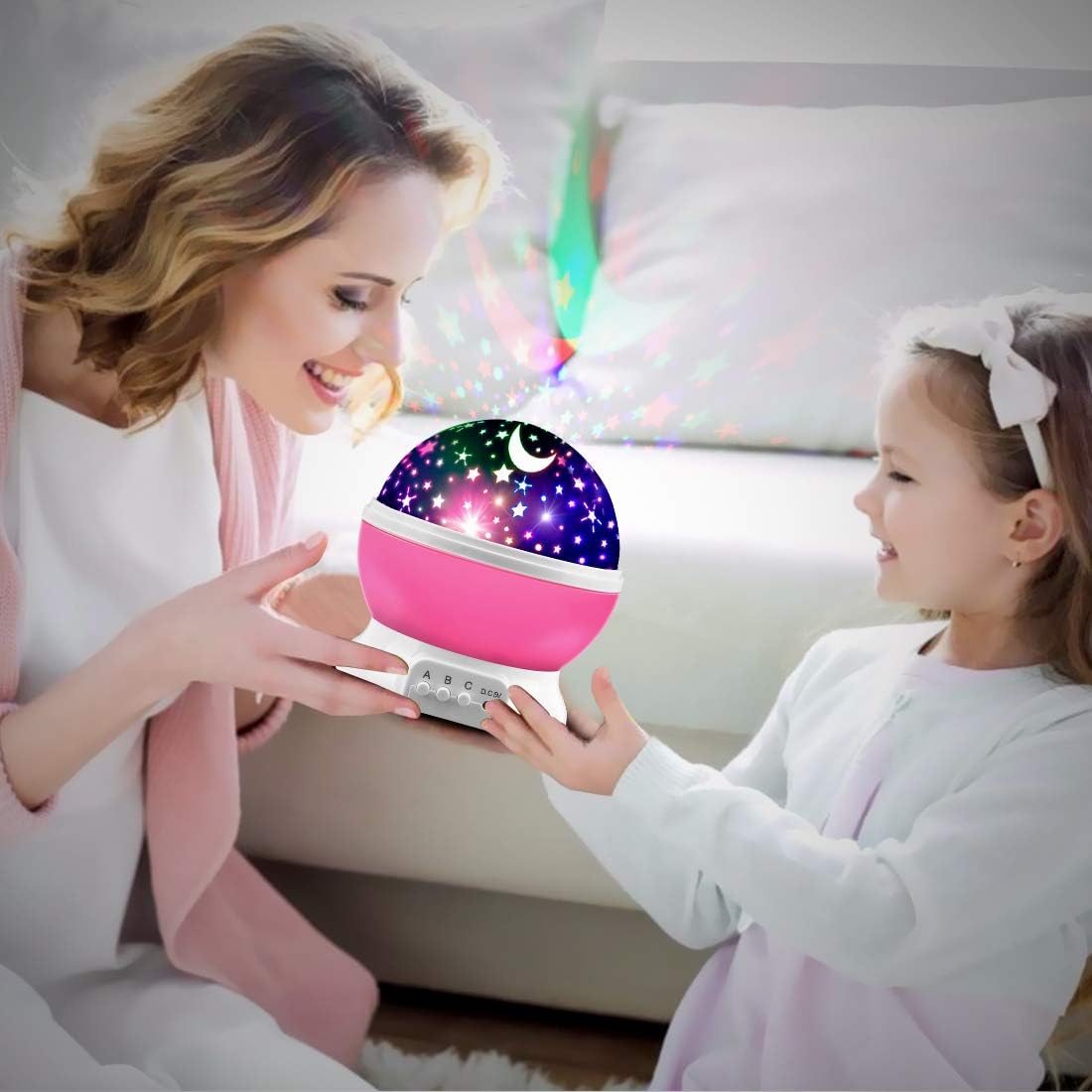 Star Projector, MOKOQI Night Light Lamp Fun Gifts for 1-4-6-14 Year Old Girls and Boys Rotating Star Sky Moon Light Projector for Kids Bedroom Decor (Pink): Home & Kitchen