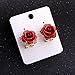 Hot Sale! Paymenow Women Girls Rose Rhinestone Small Earrings Fashion Eardrop Jewelry with Summer Dress (Red)