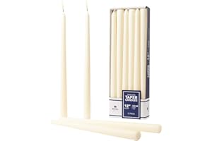 Royal Imports Unscented Taper Candles, Elegant Premium Quality, Dripless & Smokeless, Hand-Dipped Dinner Candles for Wedding, Holiday, Home Decor - 9 Hour Burn Time - Set of 12 (12 Inch, Ivory)