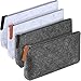 Hestya 4 Pieces Pencil Bag Pen Case Travel Bag Makeup Organizer Bag Multi-Functional Felt Pouch Zipper Bag for Pens, Pencils, Highlighters, Gel Pen (Light Grey Dark Grey)