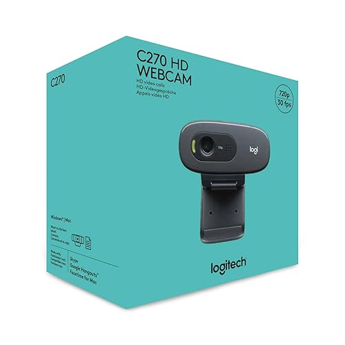 Logitech C270 HD Webcam, 720p, Widescreen HD Video Calling,Light