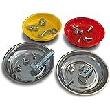 OCM 4 Pack Magnetic Parts Tray Set, Includes 2 Stainless 4 1/4-inch Diameter Bowls, 2 Impact-Resistant Color Coded Bowls