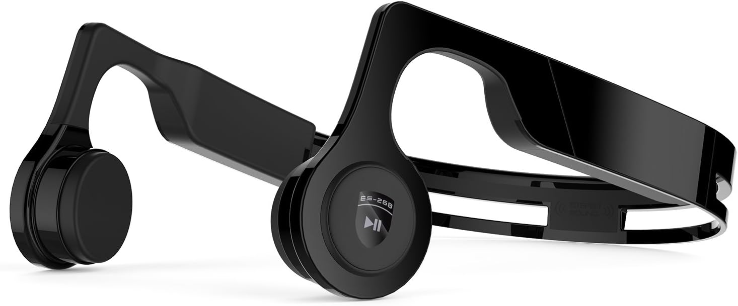 Bone Conduction Headphones, JUHALL Bluetooth V4.2 Earphones Wireless Sports Headset Built-in Mic Sweatproof Headphones for Bluetooth Enabled Devices (Black)
