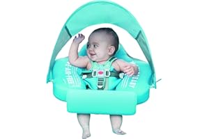 Mambobaby Float Newest Non Inflatable Swim Trainer Baby Pool Float Solid Baby Swim Float with UPF 50+ Sun Canopy Tail Mambo B