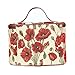 Signare Tapestry Toiletry Bag Makeup Organizer bag for Women with Poppy Flower Design (TOIL-POP)