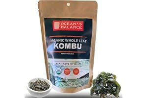 OCEAN'S BALANCE CLEAN TASTE OF MAINE Ocean's Balance Organic Whole Leaf Kombu – Maine Coast Vegetables for Keto, Paleo, Vegetarian & Vegan Diets – Sweet Seaweed Gluten Free Products (1oz)