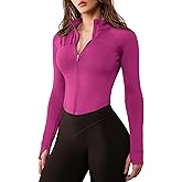 GYM RAINBOW Women's Zip Up Workout Jacket Lightweight Slim Fit Athletic Jacket Cropped Running Gym Tops with Thumb Holes