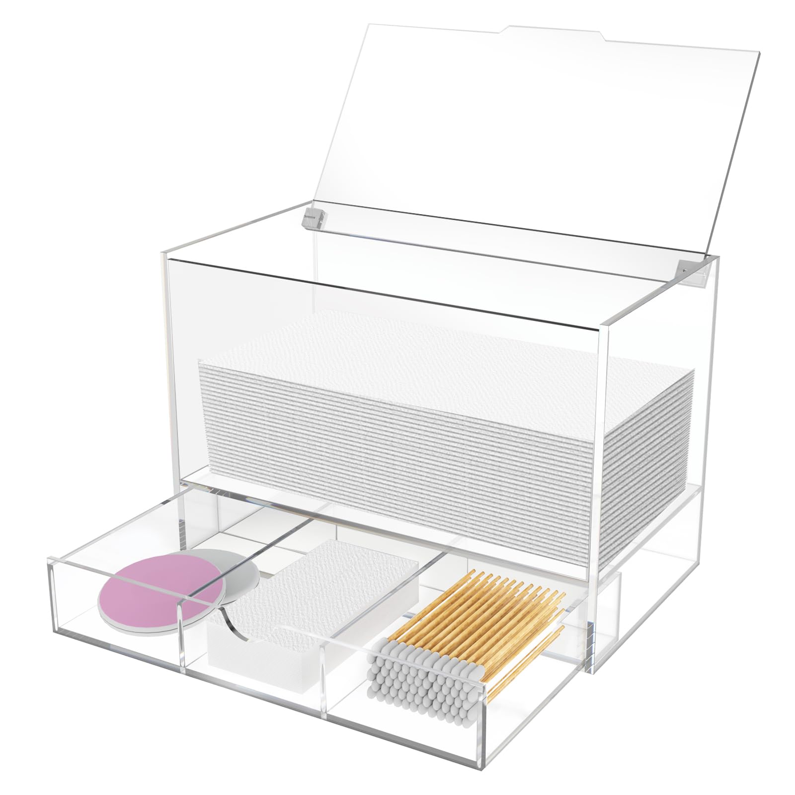 Photo 1 of Sohalejr Makeup & Vanity Container Dryer Sheet Holder Pull-Our Drawer Container 2 Ties Clear Acrylic BOX for Laundry Room Organization and Storage Suitable for Makeup Pads, Cosmetics Bedroom